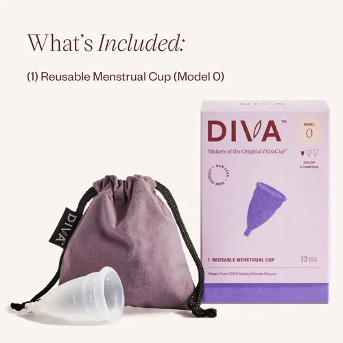 Vista 2 de Copa Diva - Copa de silicona de grado médico para el cuidado del período - Copa menstrual reutilizable - Hasta 12 horas de uso continuo - Modelo 0