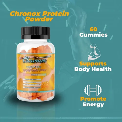 Vista 2 de Chronox Gomitas de aceite de pescado Omega 3 con sabor a naranja para adultos, delicioso suplemento de Omega 3 masticable con aceite de pescado