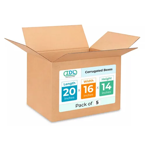 Vista 211 de IDL Packaging Paquete de 5 cajas de envío altas de 8 x 8 x 48 pulgadas, extra resistentes de 200 libras frente a caja regular, cajas de mudanza