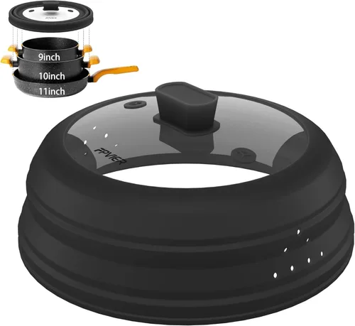 Vista 9 de Cubierta para salpicaduras de microondas, cubierta plegable de silicona para placa de microondas con vidrio para tapa protectora de salpicaduras