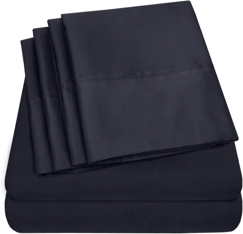 Vista 31 de Juego de sábanas de 4 piezas para camas individuales de 1500 hilos de microfibra de cepillado fino con bolsillo profundo - 1 funda de almohada