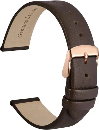 Vista 41 de WOCCI Correa de reloj elegante de 0.315 in de ancho, correa de repuesto de cuero genuino con hebilla dorada (negro)