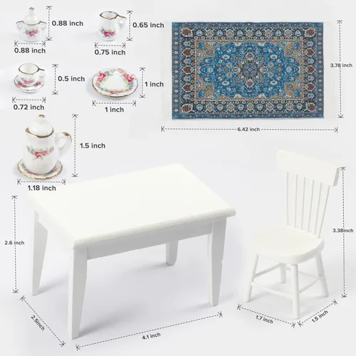 Vista 2 de SAMCAMI Muebles de casa de muñecas en miniatura a escala 1 y 12 – Muebles de casa de muñecas, juguetes para cocina de casa de muñecas de madera