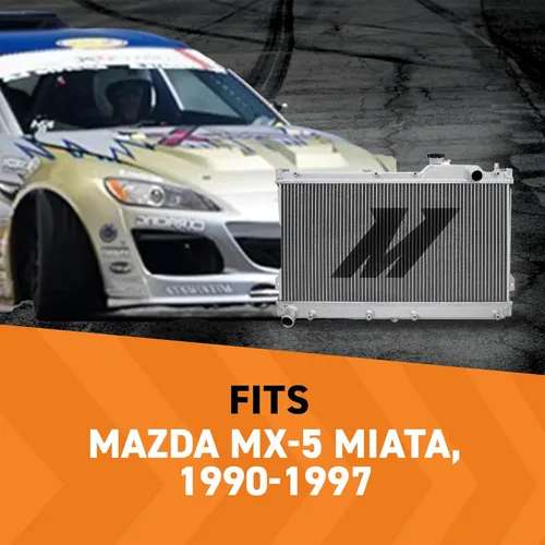 Vista 2 de Mishimoto, MMRAD-MIA-90, Radiador de aluminio, de alto rendimiento, transmisión manual para Mazda Miata