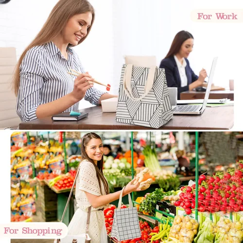 Vista 5 de Berlune Bolsas de almuerzo aisladas a granel, 8.3 x 6.7 x 10.24 pulgadas, reutilizable, a prueba de fugas, con forro de papel de aluminio, lonchera