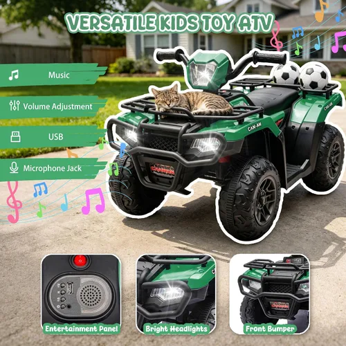 Vista 9 de ATV de 24 V para niños, motor dual de 4 ruedas con 2 velocidades y Negro