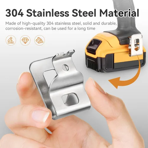 Vista 2 de Clips de cinturón para Dewalt, 4 clips de taladro de acero inoxidable 304, ganchos de herramientas con tornillos para N268241 N086039 compatibles