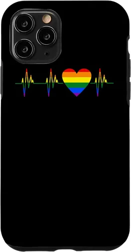 Vista 10 de iPhone 15 Pride Heartbeat Fun LGBTQ Gay Lesbian Orgulloso Soporte Gráfico Funda