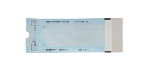 Vista 4 de HSB 100520 - Bolsas de esterilización autosellantes, papel/película, azul, 2.25" x 5", triple sellado y procesado térmicamente, herméticas