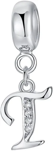 Vista 26 de Abalorio de letra inicial A-Z, dije de cristal del alfabeto, abalorio de aniversario para pulsera Pandora