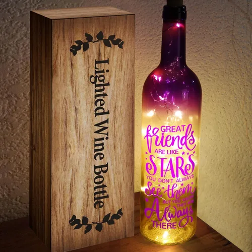 Vista 7 de Regalos de Navidad para mujeres – Regalos para mejores amigos 2025 – Luces de botella de vino con corcho – Decoración de lámpara iluminada
