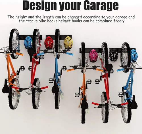 Vista 6 de Dirza Estante de almacenamiento de bicicleta de 68 pulgadas con protectores de pared para neumáticos de bicicleta, soporte de pared para 6