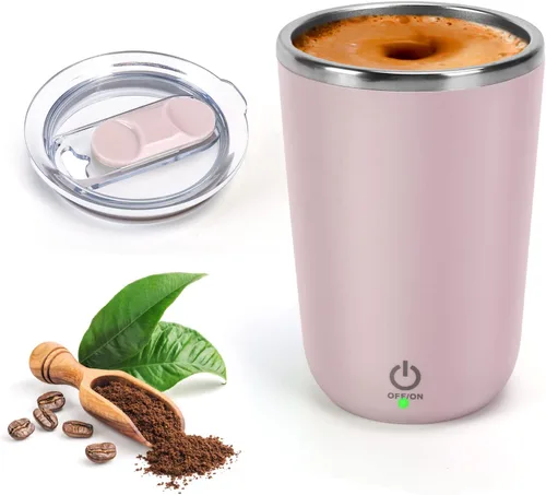 Taza de café autoagitable recargable de acero inoxidable con tapa, taza autoagitación de 11.8 fl oz/12 oz para remover café, leche mixta, té,