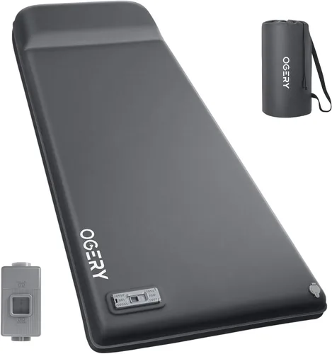 Vista 12 de OGERY Almohadilla de dormir autoinflable con bomba eléctrica, almohadilla de espuma viscoelástica ultra gruesa de 3.15 pulgadas, almohadilla