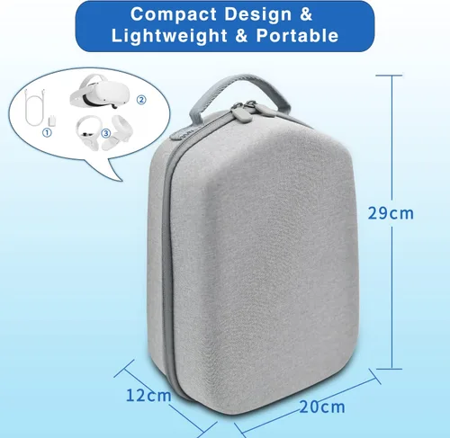 Vista 5 de LIONTELO Quest 2 - Funda de transporte rígida para Oculus Quest 2 y otros accesorios bolsa de transporte ligera todo en uno para auriculares VR