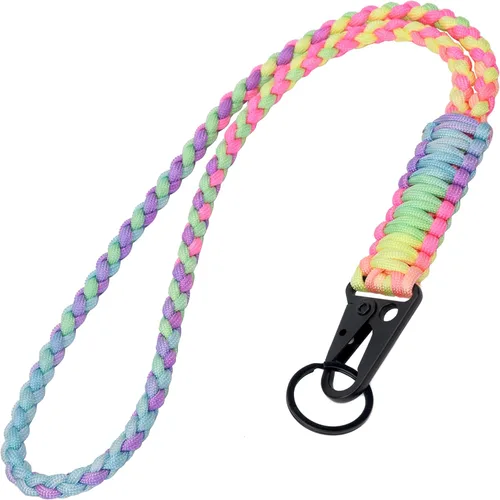 Vista 20 de Llavero de Paracord de Servicio Pesado, Collar de Paracord, Llavero para Teléfono Celular, Silbatos, Correa Trenzada para Muñeca