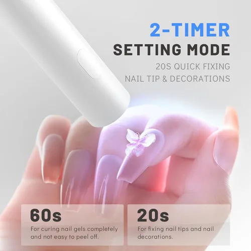Vista 3 de Aokitec Lámpara de uñas LED UV de mano, luz UV para uñas, secador de uñas portátil para curar, esmalte de uñas de gel, pegamento de diamantes