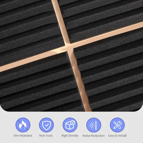 Vista 6 de Paquete de 80 paneles de espuma acústica, paneles de espuma a prueba de sonido de 1 x 12 x 12 pulgadas, paneles de absorción de sonido de alta