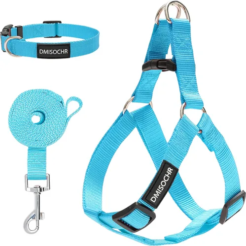 Vista 8 de Arnés para perro sin tirones, arnés ajustable, correa y collar para perros pequeños, medianos y grandes, arnés suave a prueba de escapes
