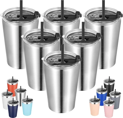 Vista 29 de VEGOND - Vaso térmico de acero inoxidable de 12 onzas con aislamiento al vacío de doble pared, vaso para viaje con tapa y pajita reutilizable