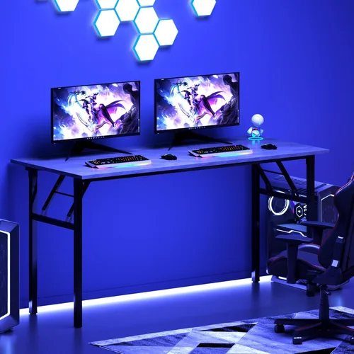 Vista 69 de DlandHome Escritorio plegable pequeño de 31.5 pulgadas, escritorio de computadora para oficina en casa, mesa plegable para espacios pequeños,