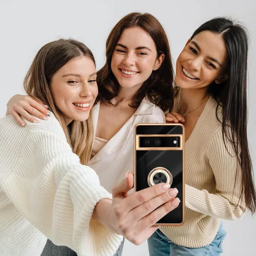 Vista 9 de Funda para Google Pixel 7 Pro para mujer, galvanoplastia, borde dorado, elegancia de lujo, parte inferior de un solo color, cubierta de protección