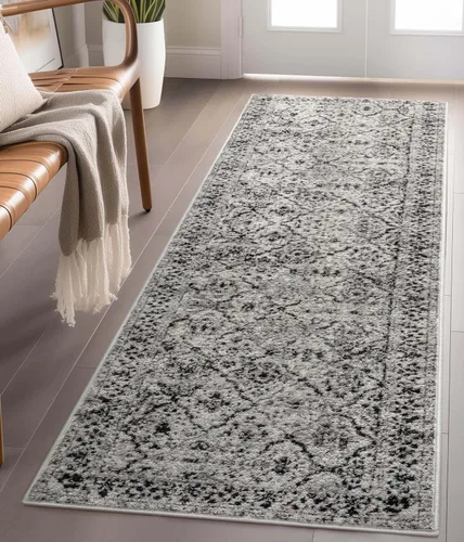 Well Woven Argos - Alfombra de pasillo con panel oriental vintage de 2 x 7 pulgadas, color gris (2 pies 3 pulgadas x 7 pies 3 pulgadas)