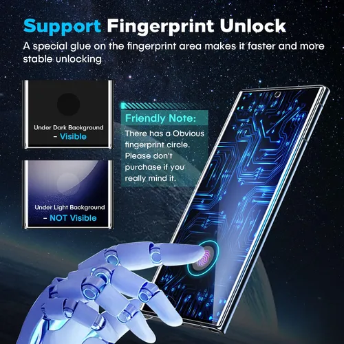 Vista 4 de AACL [Compatible con huellas dactilares] [Paquete de 3] Protector de pantalla de vidrio templado curvado 3D para Samsung Galaxy S22 Ultra 5G