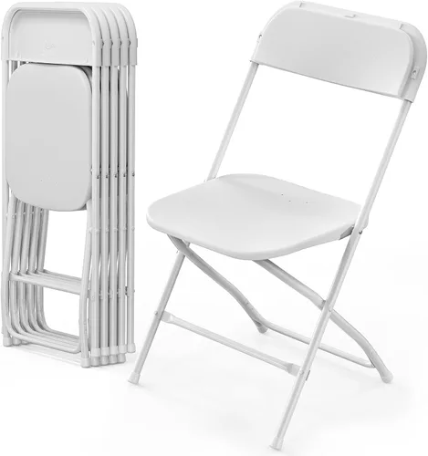 Vista 11 de VINGLI Paquete de 8 sillas plegables de plástico blanco, asiento comercial apilable portátil para interiores y exteriores, con marco de acero
