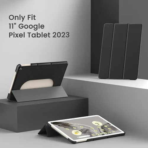 Vista 2 de MoKo Funda para tableta Google Pixel 2023, diseño plegable, ultra fina y delgada, de cuero TPU, protector completo, funda con soporte triple