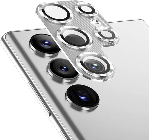 Vista 10 de Korecase Diseñado para Samsung Galaxy S23 Ultra Protector de lente de cámara Película de lente de vidrio templado, cubierta de cámara de metal
