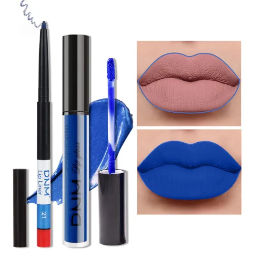 Vista 32 de evpct Juego de 3 lápices labiales líquidos color rojo oscuro, morado, ciruela, mate, para mujer, de larga duración, impermeable, azul sangre