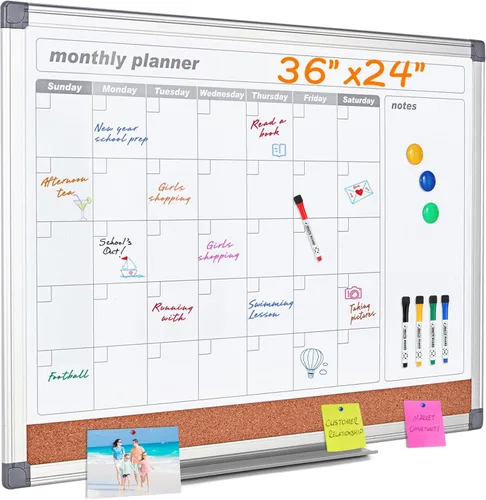Vista 9 de MAKELLO Calendario Acrílico para Pared de 24" x 18", Calendario Transparente de Borrado en Seco para Oficina, Escuela, Hogar, Dormitorio, 4