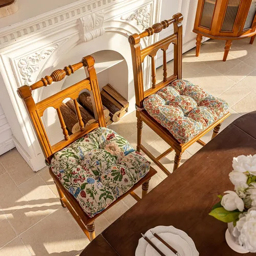 Vista 2 de vctops Cojines para silla de estilo rústico con estampado floral y lazos Cojines para silla en forma de U Almohadillas para silla suaves y cómodas