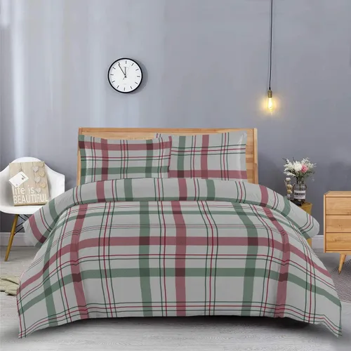 Vista 2 de Royal Tradition Juego de ropa de cama de franela pesada de 7 piezas, tamaño Queen, estampado a cuadros