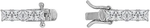 Vista 5 de Tienda Collection Platinum or Gold Plated Sterling Silver Princess-Cut Tennis Bracelet made with Infinite Elements Zirconia, 7.25