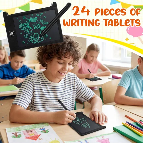 Vista 6 de Zhehao Paquete de 24 Tabletas de Escritura LCD Mini para Niños de 4.5 Pulgadas Tablero de Garabatos a Granel Borrable Reutilizable Almohadilla