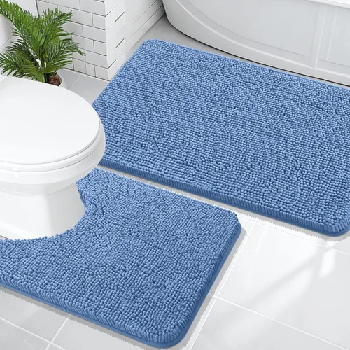 Vista 22 de OLANLY Juego de 2 alfombras de baño de felpilla suave y absorbente, antideslizantes, de secado rápido, lavables a máquina, accesorios de decoración