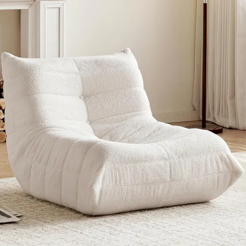 Vista 18 de Silla Puf, Silla Puf Loveseat junto a la Chimenea Sofá Puf para Adultos, Sillas Puf de 2 Plazas para Adolescentes con Espuma de Alta Resistencia