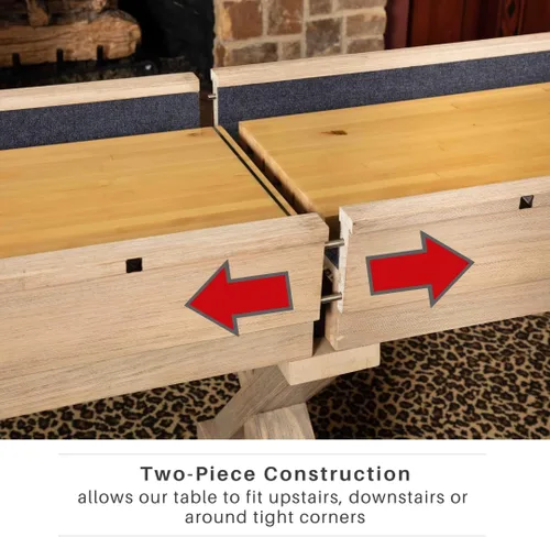 Vista 6 de 12 FT Solid Wood Shuffleboard Table, Comes in 2 6' Pieces Goes Around Stairs & Hallways, Multi Game Includes Bowling Pin Set & More