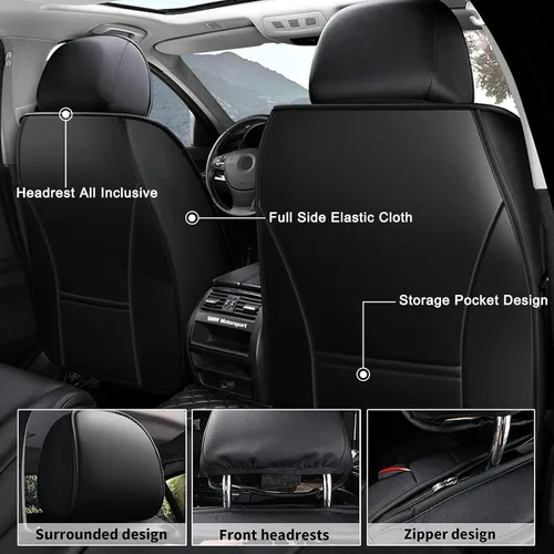 Vista 2 de AOMSAZTO - Fundas impermeables de cuero para asientos de auto, ajuste personalizado para 2009-2025 Dodge Ram 1500 2500 3500, cabina tripulación