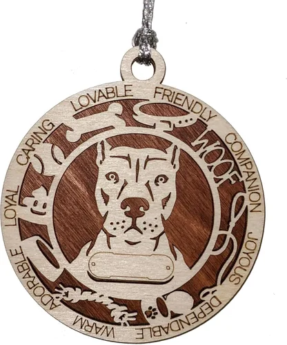 Vista 41 de Adorno de Navidad personalizado para perro Cavalier King Charles Spaniel, redondo de 3 pulgadas, madera cortada con láser de 2 capas, nombre y texto