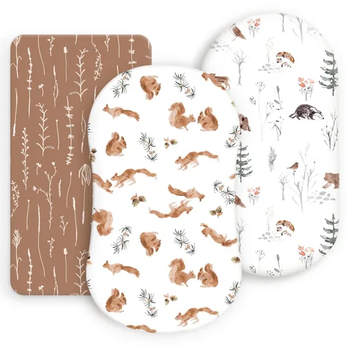 Vista 29 de GRSSDER Juego de 2 sábanas elásticas ultra suaves para cuna, ajuste universal para cuna de bebé, colchón rectangular ovalado, flores y frutas