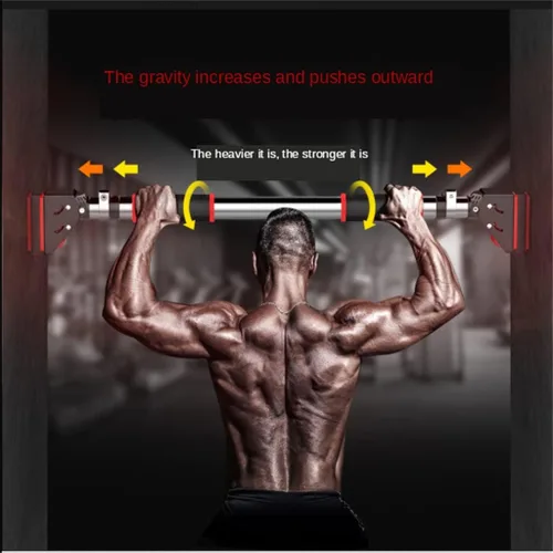 Vista 2 de Barras de entrenamiento ajustables de acero horizontal para puerta para el hogar, barra de deporte, entrenamiento, dominadas, entrenamiento