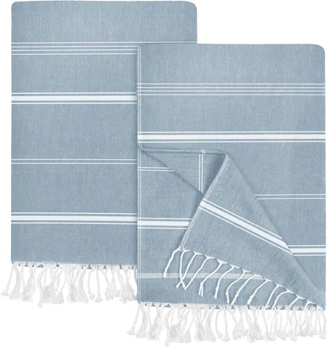 Vista 26 de Utopia Towels Paquete de 2 toallas de playa turcas, de 40 x 72 pulgadas, de gran tamaño, 100% algodón, sin arena, ligera, absorbente, de secado