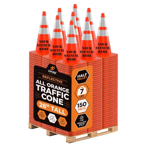 Vista 30 de Xpose Safety Conos de tráfico naranjas de 28 pulgadas con collares de 6 y 4 pulgadas, 1 paquete – Cono de seguridad de plástico PVC multiusos