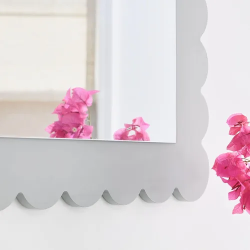 Vista 5 de Modway Emmeline Espejo de pared rectangular festoneado en gris claro