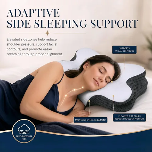 Vista 7 de Almohada cervical cervical para aliviar el dolor, almohada ergonómica de espuma viscoelástica para dormir, almohada ortopédica de apoyo