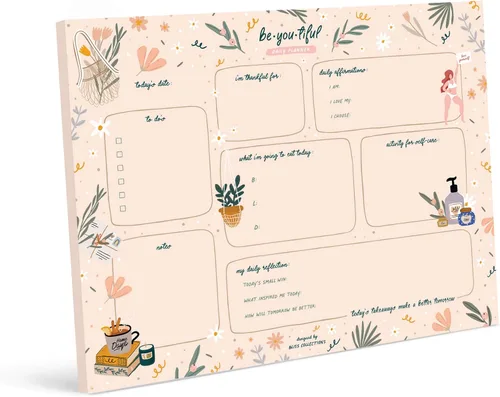 Bliss Collections Bloc de planificación diaria, cuaderno de lista de tareas – Hermoso – Bloc de notas de hojas desprendibles sin fecha – Calendario