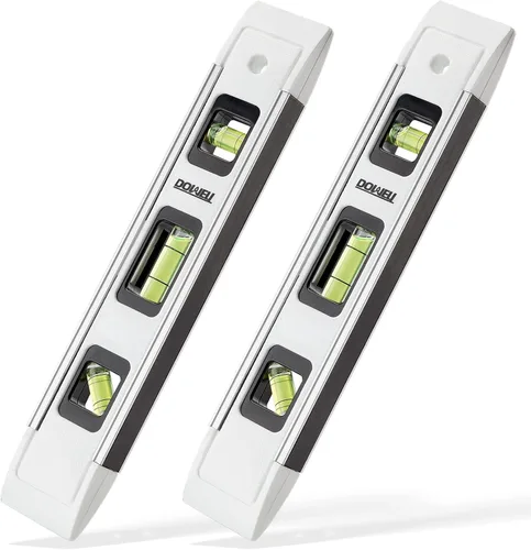 Vista 8 de DOWELL Nivel de Torpedo Magnético Mini Nivel de Burbuja Caja Nivel de Espíritu Marco de Aleación 180/90/45 Grados 9 Pulgadas (1, Blanco)